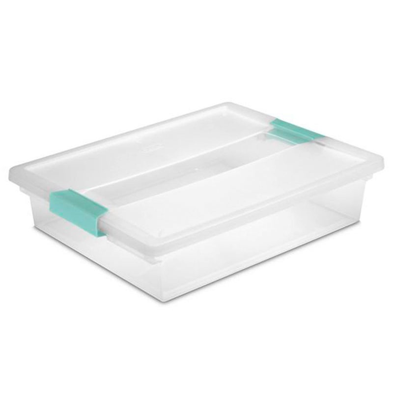 Sterilite Clip Box, Stackable Small Storage Bin with Latching Lid, Plastic Container to Organize Office, Crafts, Clear Base and Lid, Large, 1-Pack - Image 1